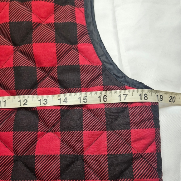 Si Style Womens Red Buffalo Plaid Full Zipper Vest With Side Pockets Size Large - Picture 7 of 9